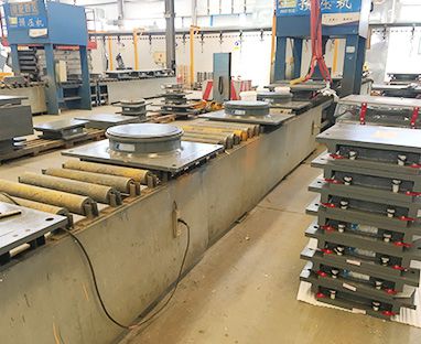 Assembly line of bridge pot bearing