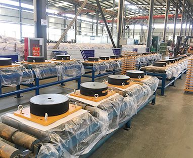 Assembly line of lead rubber bearing