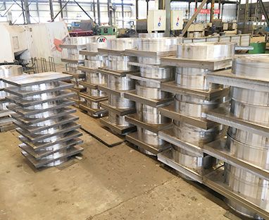 Semi finished pot bearing storage area